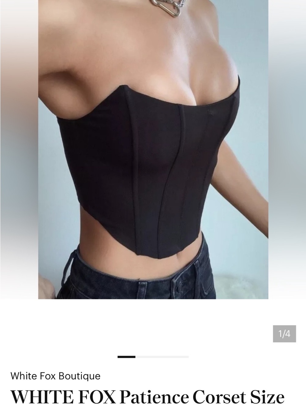 White Fox Black Strapless Corset Top